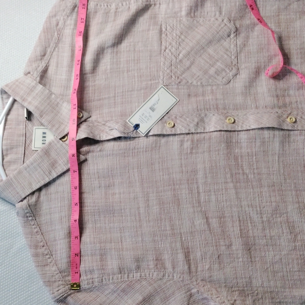 NWT ROWM Men's Short Sleeve Button Down Size XL Red and White